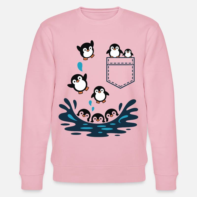 Pinguin Sprung ins Wasser Pocket Design - Stanley/Stella Unisex Bio-Sweatshirt CHANGER  - Hellrosa