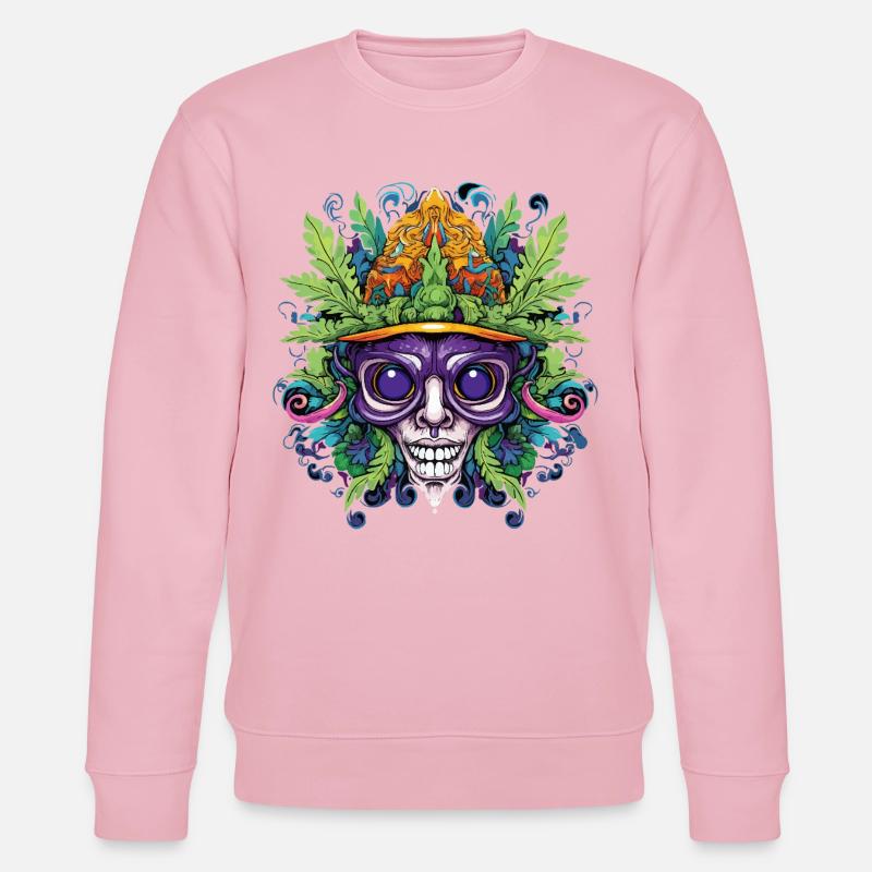 Psychedelischer Schädel mit Blattkrone - Stanley/Stella Unisex Bio-Sweatshirt CHANGER  - Hellrosa