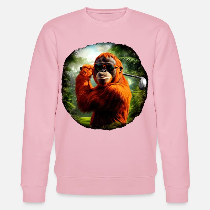 Orang-Utans Golf / Affe - Stanley/Stella Unisex Bio-Sweatshirt CHANGER  - Hellrosa