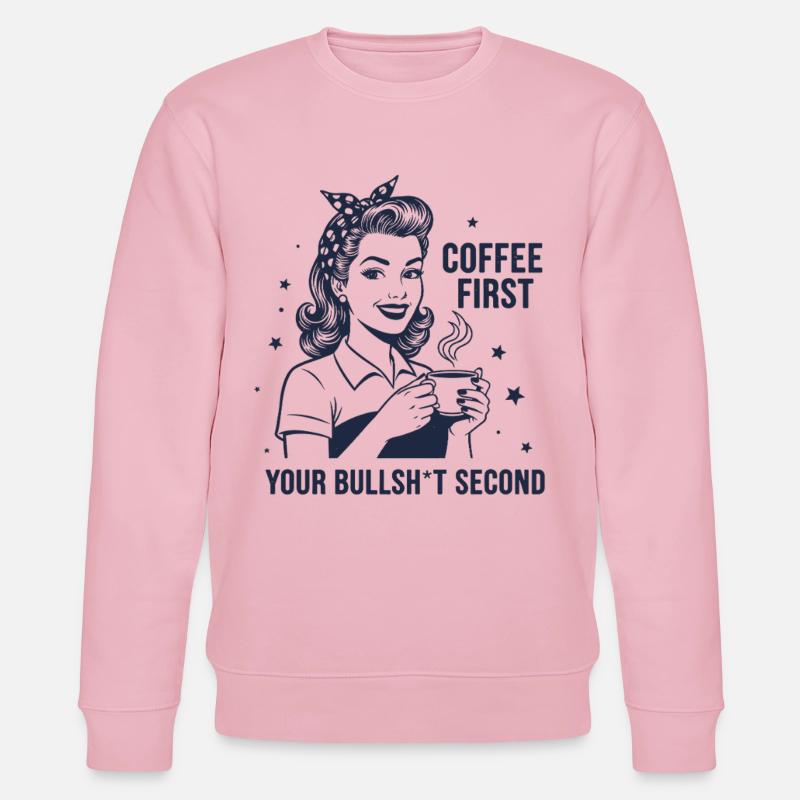 Erst Kaffee dann Meinung Retro Statement - Stanley/Stella Unisex Bio-Sweatshirt CHANGER  - Hellrosa