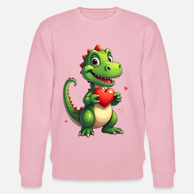 Dinosaure avec cœur pour la Saint-Valentin - Sweat bio CHANGER Stanley/Stella Unisexe - rose pâle