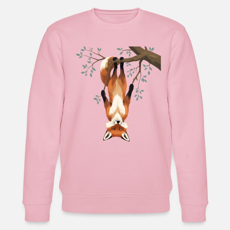 Fuchs hängt von Ast - Stanley/Stella Unisex Bio-Sweatshirt CHANGER  - Hellrosa