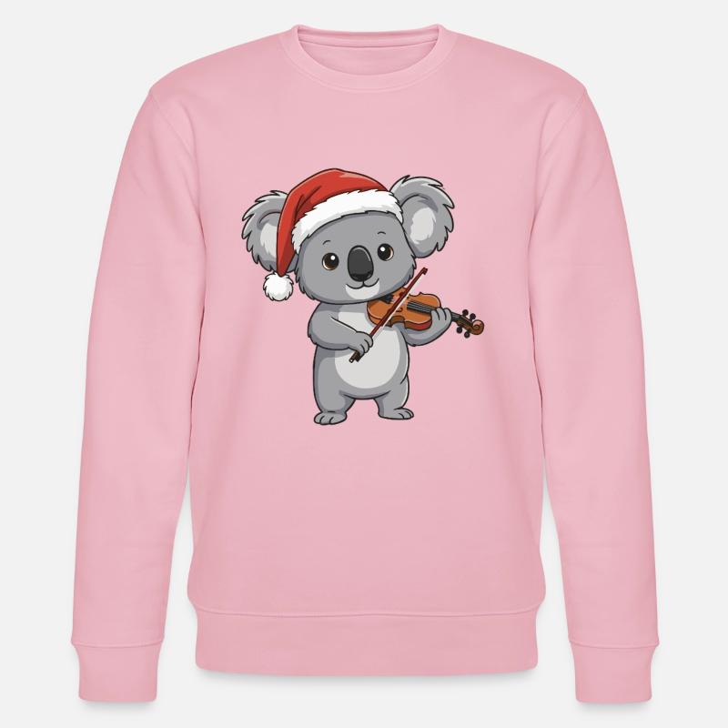Weihnachts-Koalabär spielt Geigenkunst - Stanley/Stella Unisex Bio-Sweatshirt CHANGER  - Hellrosa