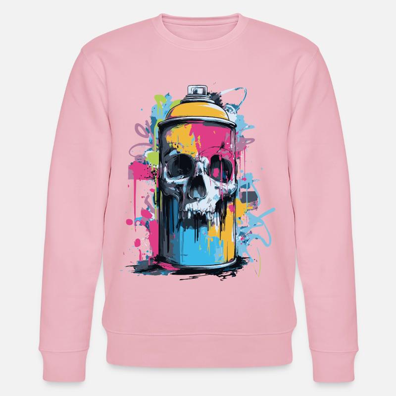 Spray à graffitis de crâne - Sweat bio CHANGER Stanley/Stella Unisexe - rose pâle