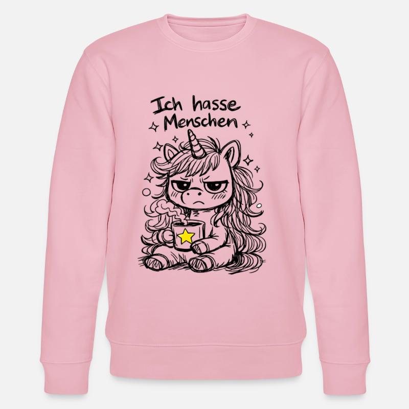 Süßes Einhorn Kritzelstil mit Spruch - Stanley/Stella Unisex Bio-Sweatshirt CHANGER - Hellrosa