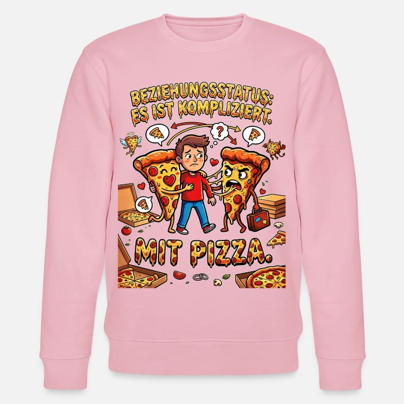 Beziehungsstatus Es ist kompliziert mit Pizza - Stanley/Stella Unisex Bio-Sweatshirt CHANGER  - Hellrosa