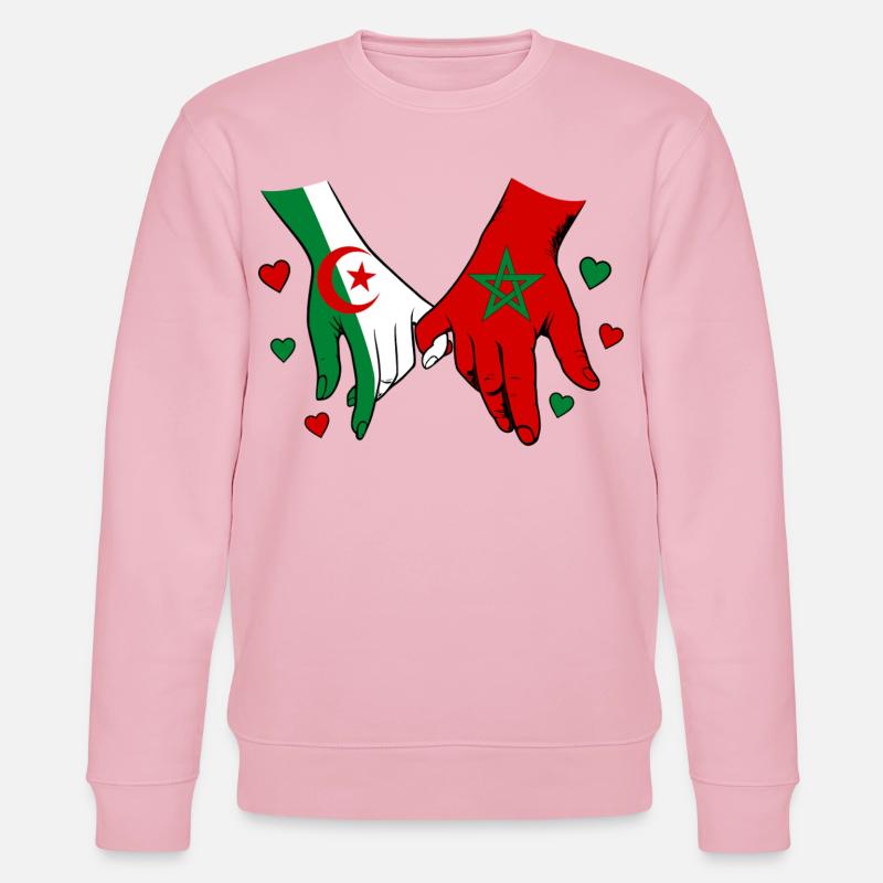 Algérie-Maroc Drapeau main dans la main - Sweat bio CHANGER Stanley/Stella Unisexe - rose pâle