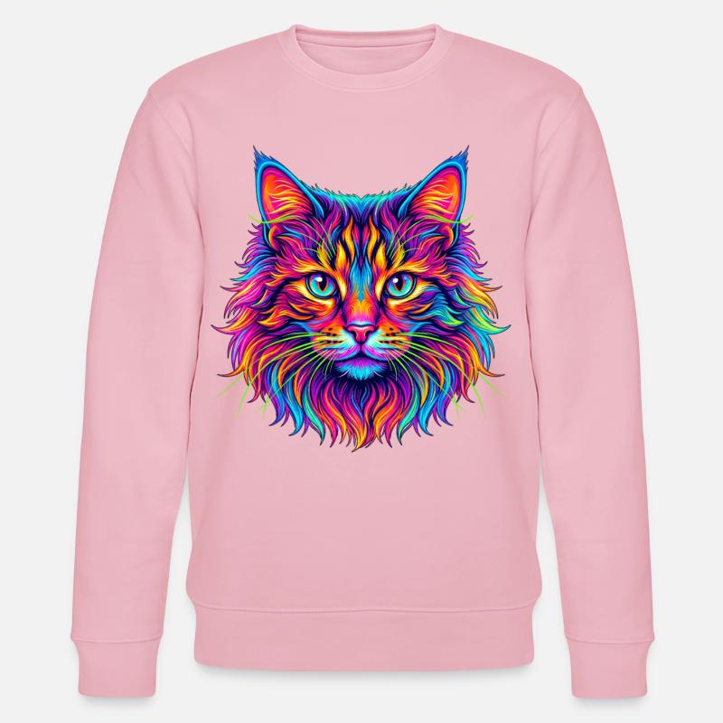 Neon Katzenkopf Farbexplosion - Stanley/Stella Unisex Bio-Sweatshirt CHANGER  - Hellrosa