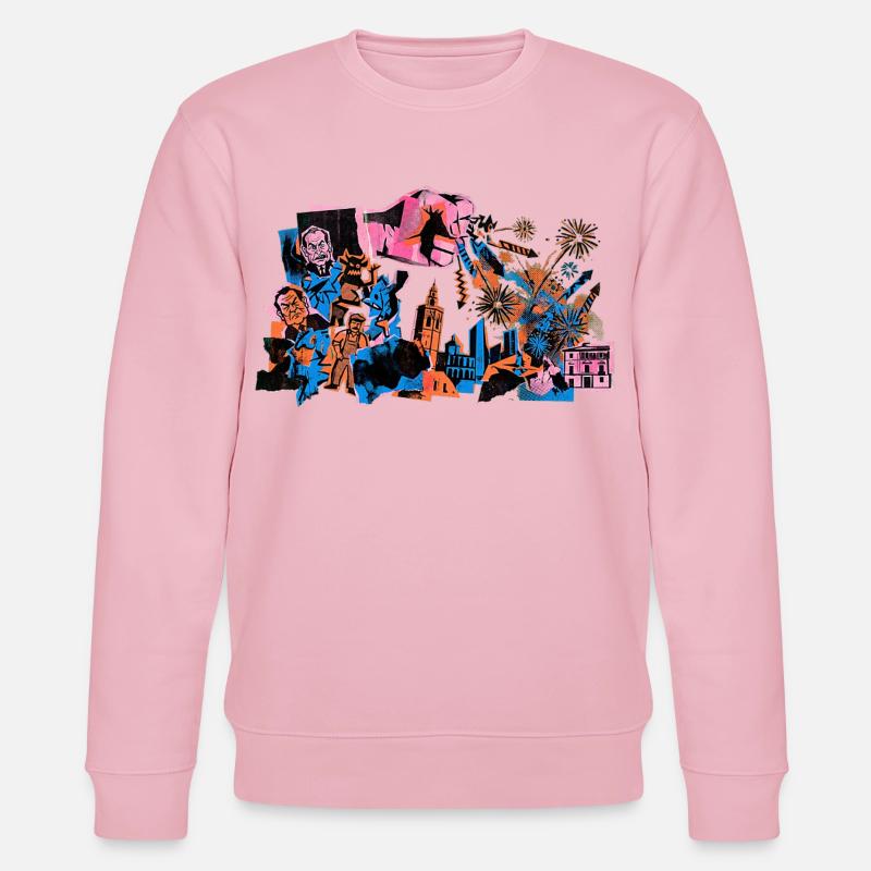 Fallas De Valencia Fireworks Risograph - Stanley/Stella CHANGER Unisex Organic Sweatshirt - cotton pink