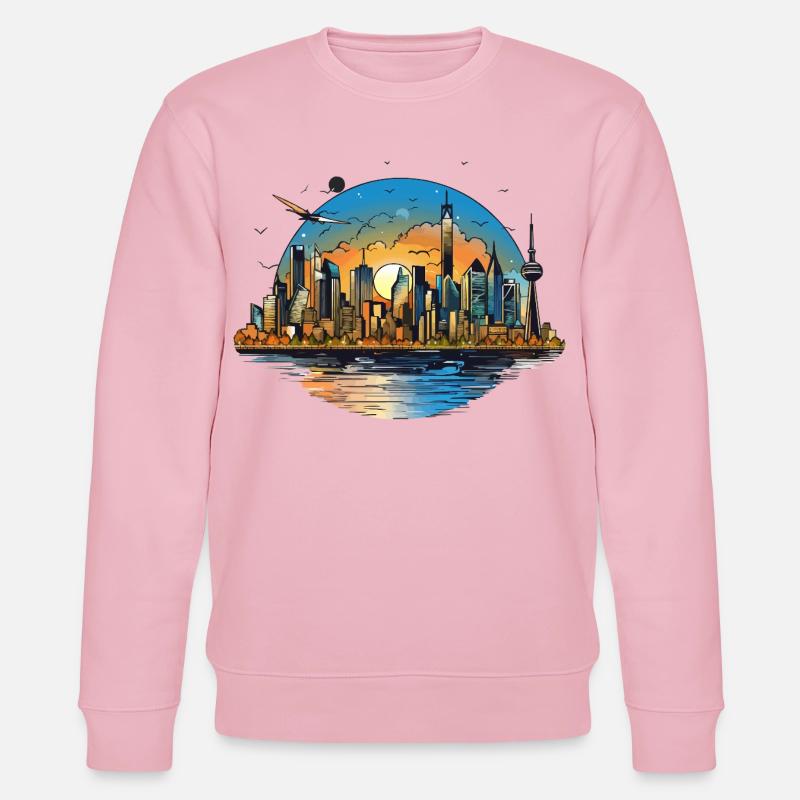 Sunset Skyline Reflection - Stanley/Stella CHANGER Unisex Organic Sweatshirt - cotton pink