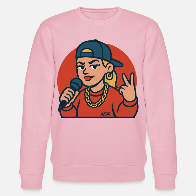 Rap Diva with Microphone - Stanley/Stella CHANGER Unisex Organic Sweatshirt - cotton pink