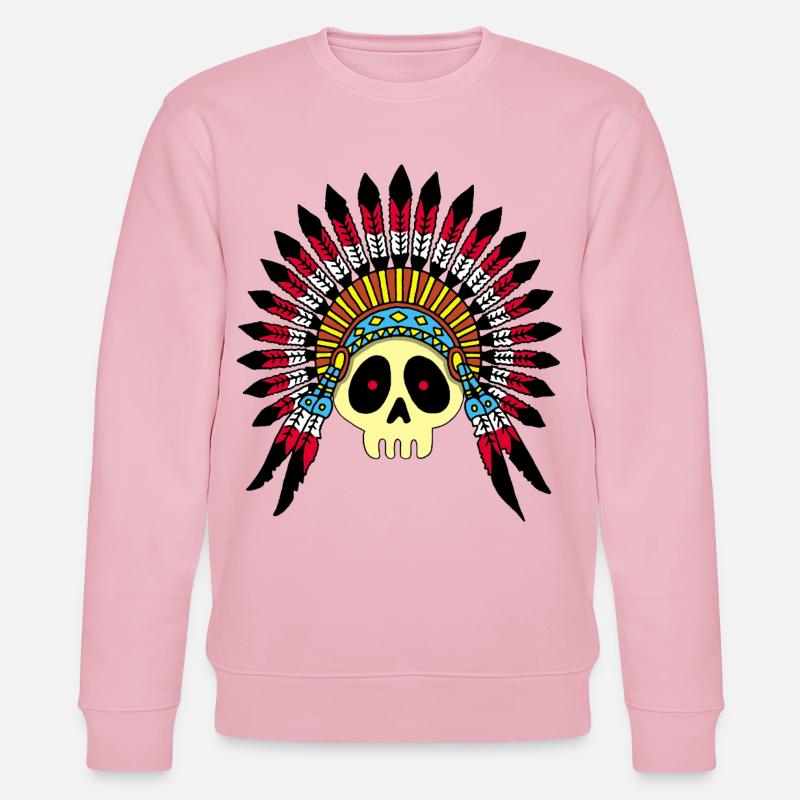 Indian Chief Skull (Farbe) - Stanley/Stella Unisex Bio-Sweatshirt CHANGER  - Hellrosa