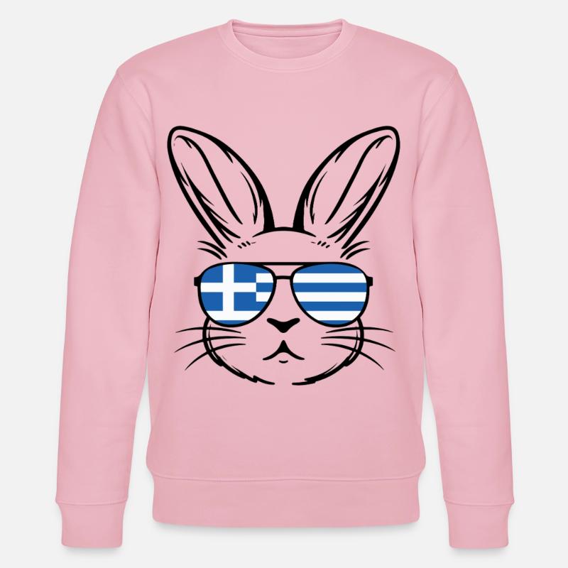 Greek Easter Greek Flag Easter Bunny - Stanley/Stella CHANGER Unisex Organic Sweatshirt - cotton pink