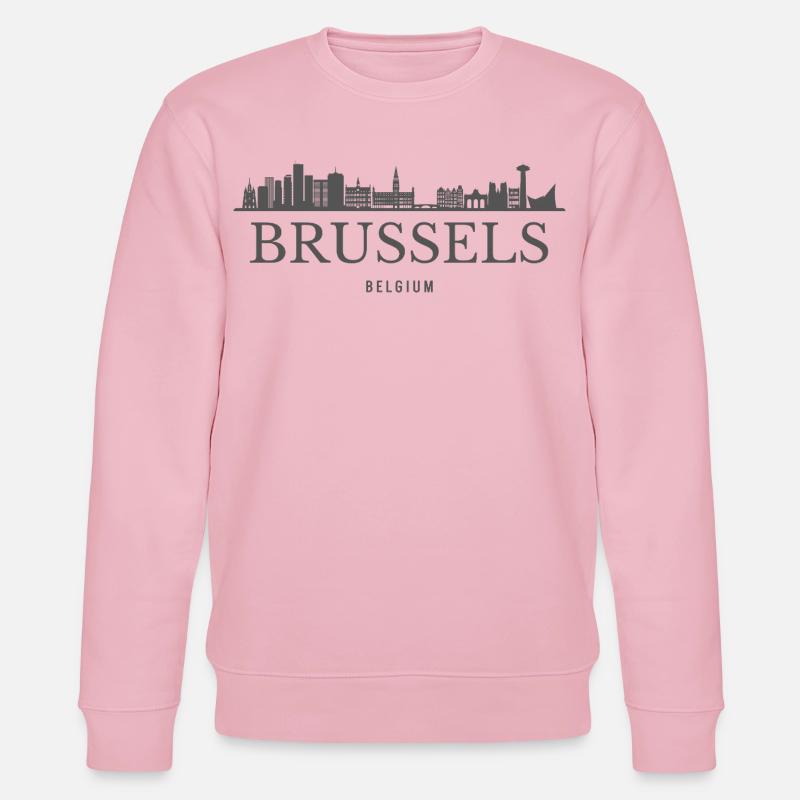 Brüssel, Belgien, Brüsseler Skyline - Stanley/Stella Unisex Bio-Sweatshirt CHANGER  - Hellrosa