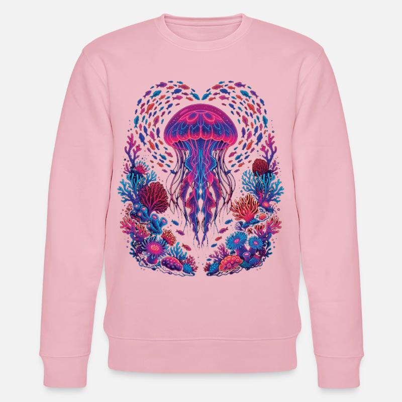 Retro Quallen-Ästhetischer Ozean - Stanley/Stella Unisex Bio-Sweatshirt CHANGER - Hellrosa