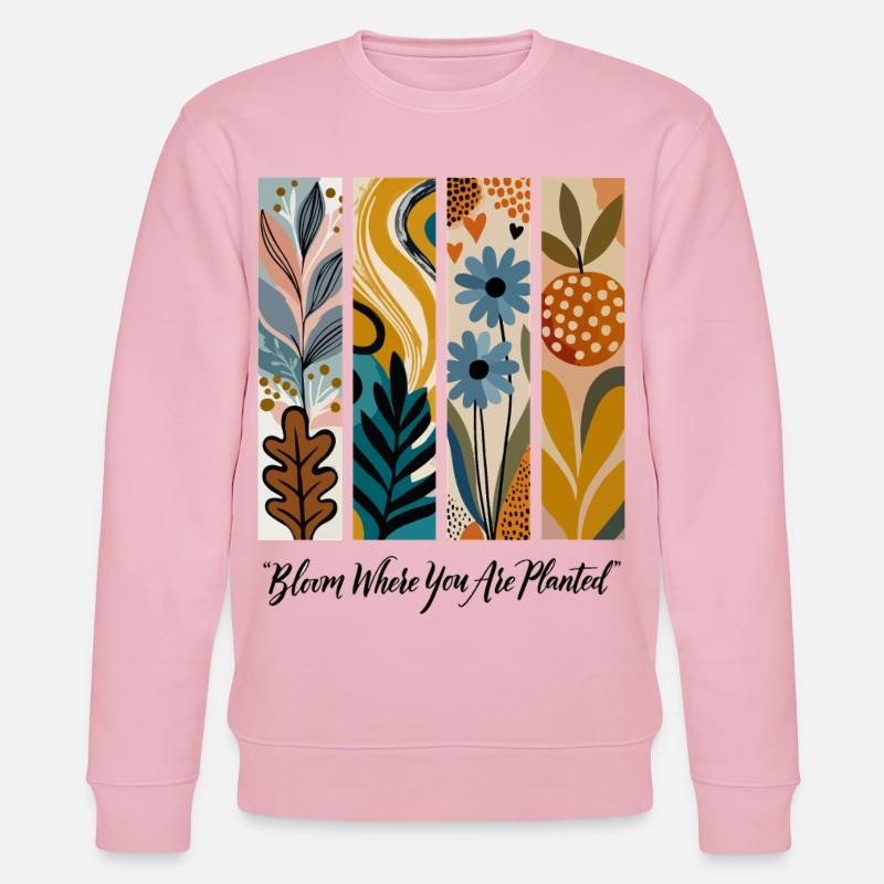 Blooming Botanical Panel Collage - Stanley/Stella CHANGER Unisex Organic Sweatshirt - cotton pink