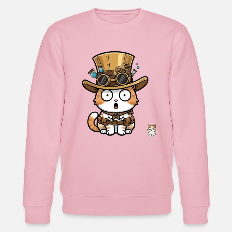 Cat Explorer Steampunk Zylinder-Brille - Stanley/Stella Unisex Bio-Sweatshirt CHANGER  - Hellrosa