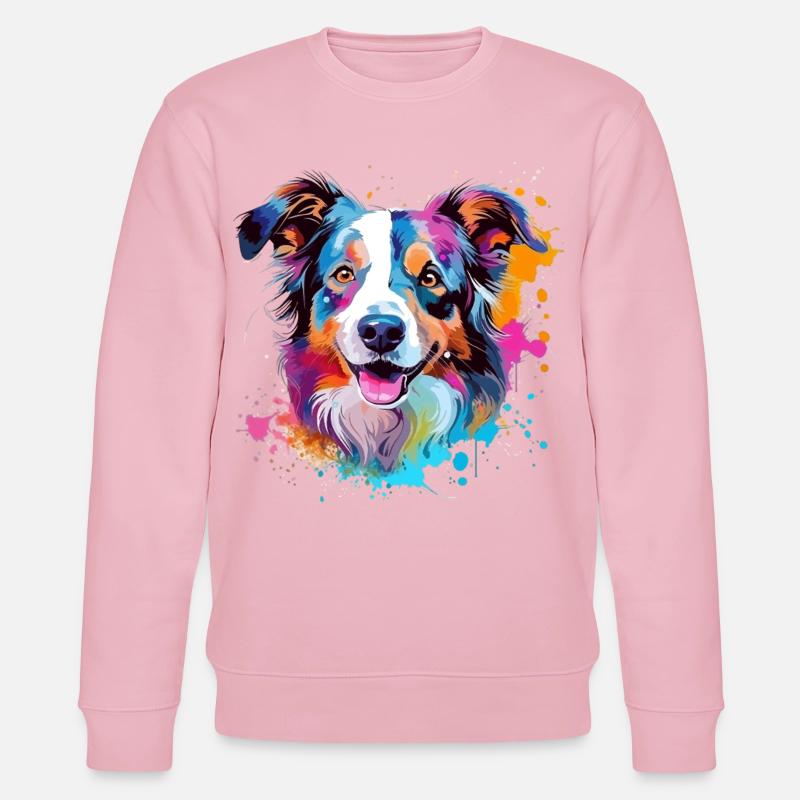 Hund Australian Shepherd Bunte Splash-Kunst - Stanley/Stella Unisex Bio-Sweatshirt CHANGER  - Hellrosa