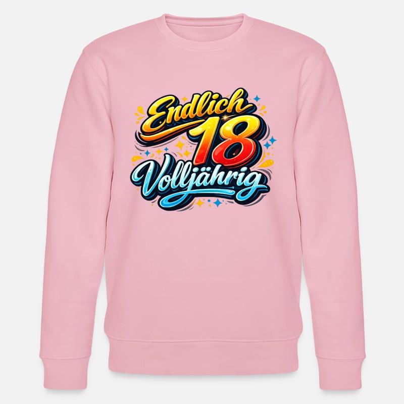 Endlich 18 Volljährig Neon Script - Stanley/Stella Unisex Bio-Sweatshirt CHANGER  - Hellrosa