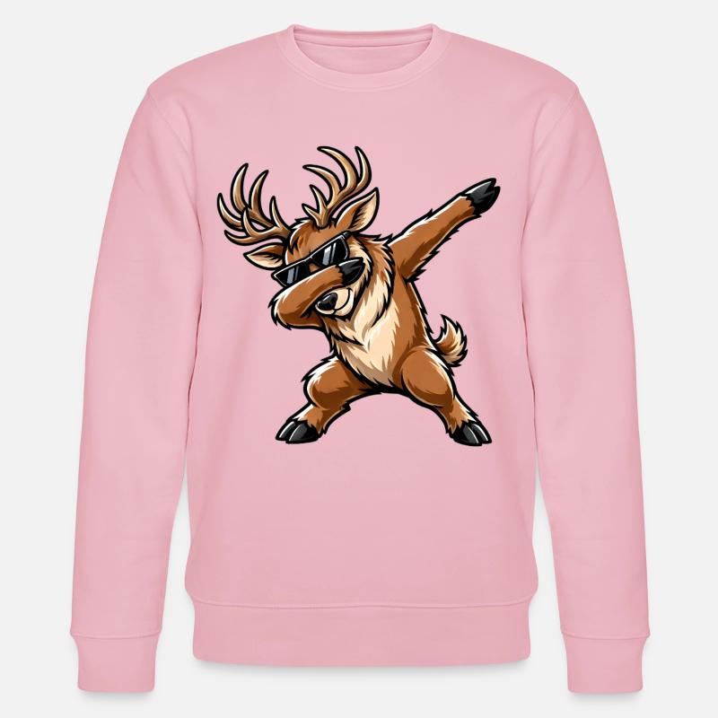 Dabbing Deer - Stanley/Stella CHANGER Unisex Organic Sweatshirt - cotton pink