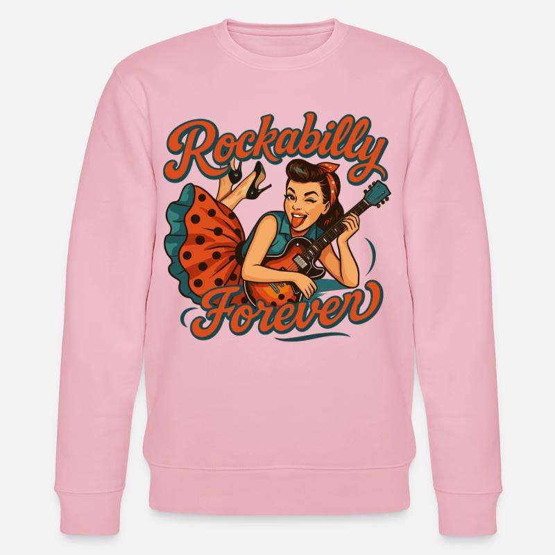 Rockabilly Forever: Rockabella mit E-Gitarre - Stanley/Stella Unisex Bio-Sweatshirt CHANGER - Hellrosa