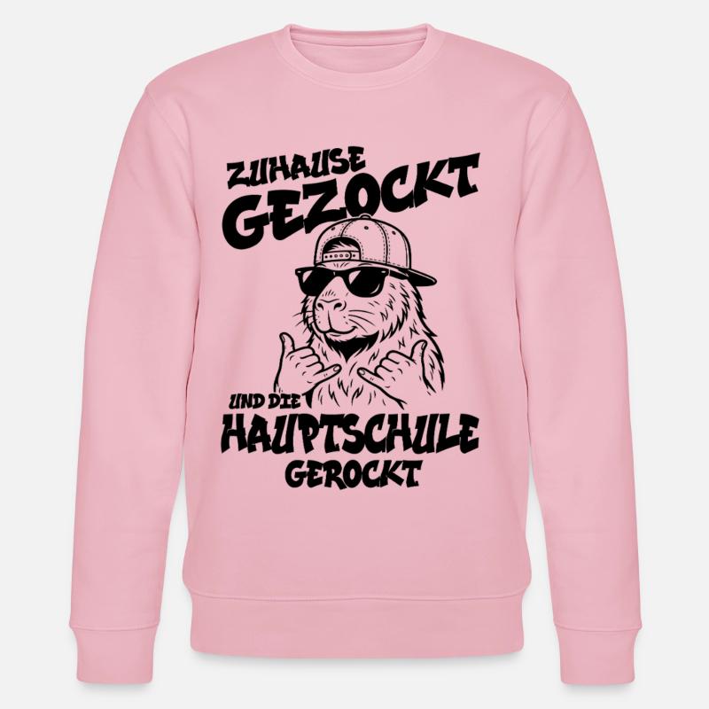 Zuhause gezockt Hauptschule gerockt Schulabschluss - Stanley/Stella Unisex Bio-Sweatshirt CHANGER  - Hellrosa