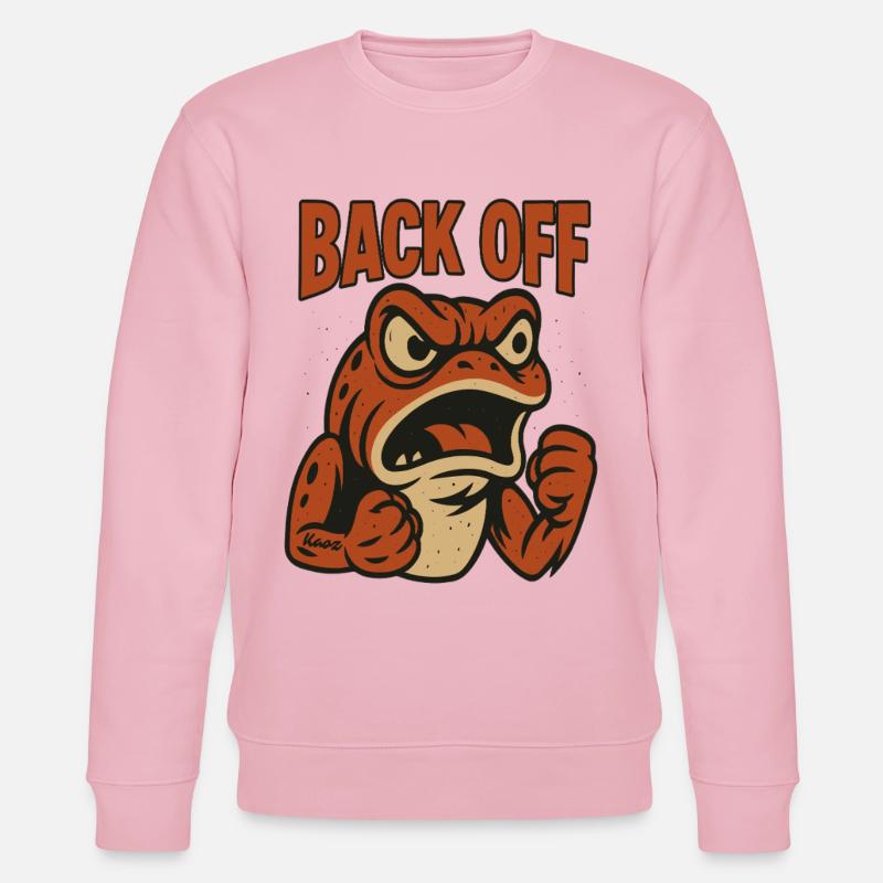 Back Off Angry Frog Patch - Stanley/Stella CHANGER Unisex Organic Sweatshirt - cotton pink