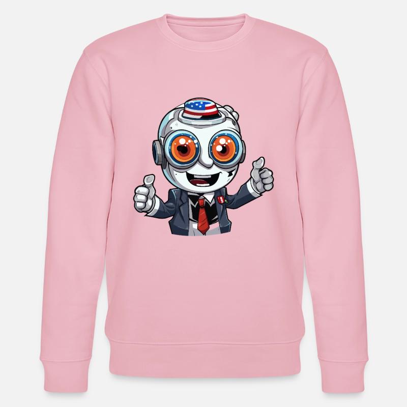 Mascotte robot avec chapeau drapeau - Sweat bio CHANGER Stanley/Stella Unisexe - rose pâle