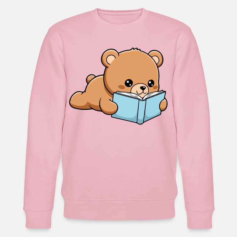Buchbär Lustiger Bär liest Buch - Stanley/Stella Unisex Bio-Sweatshirt CHANGER  - Hellrosa