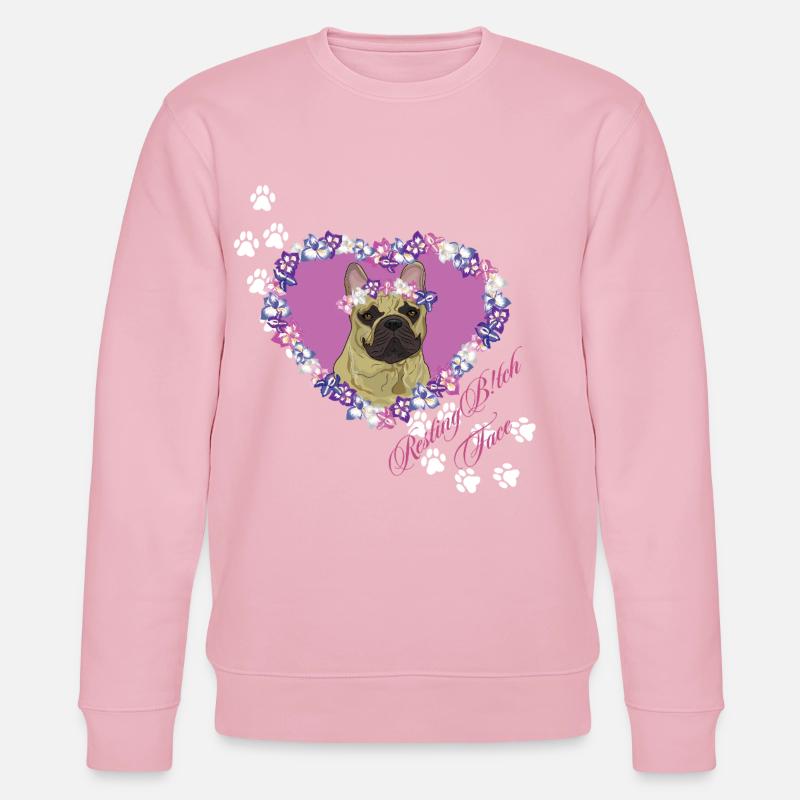 Ruhende B!tch Face Frenchie - Stanley/Stella Unisex Bio-Sweatshirt CHANGER  - Hellrosa