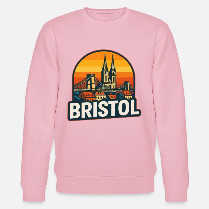 Bristol Retro Sunset Hängebrücken-Design - Stanley/Stella Unisex Bio-Sweatshirt CHANGER  - Hellrosa