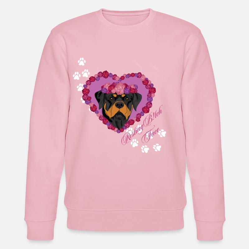 Ruhender Rottweiler mit Gesichtsgesicht - Stanley/Stella Unisex Bio-Sweatshirt CHANGER  - Hellrosa