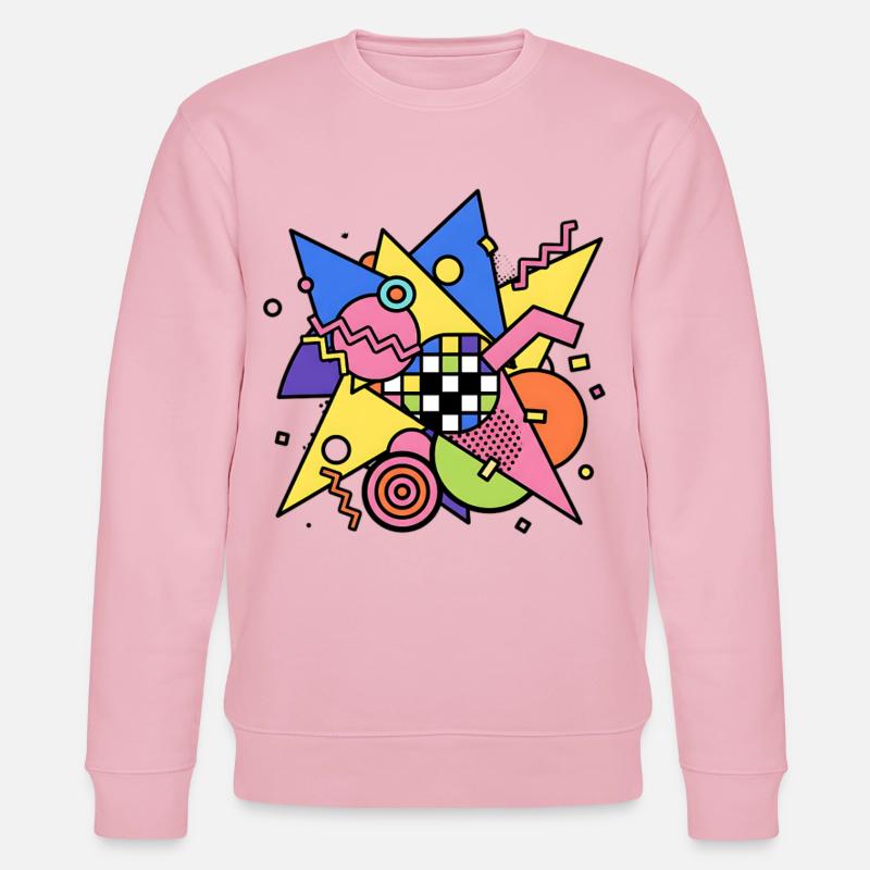Abstract Geometric Pattern 90s Style - Stanley/Stella CHANGER Unisex Organic Sweatshirt - cotton pink