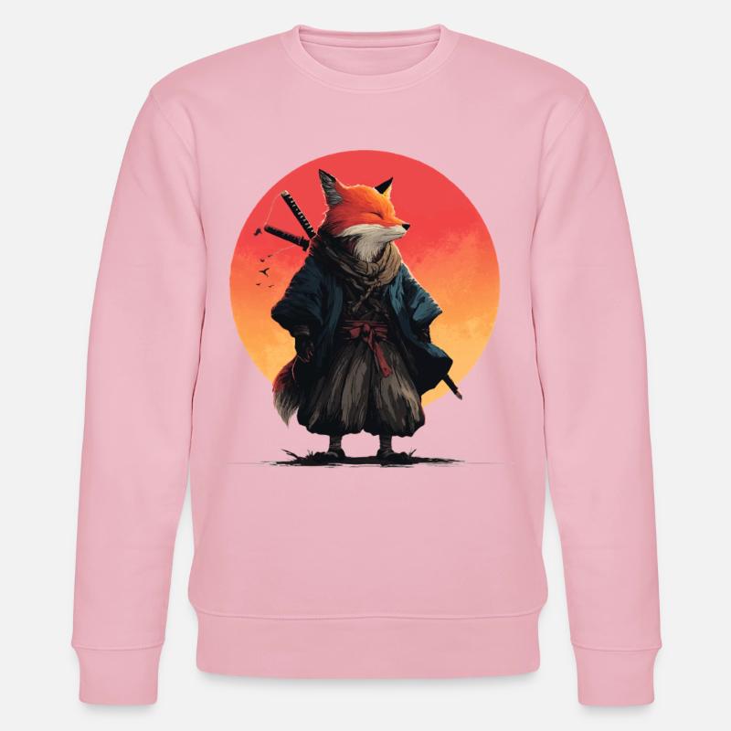 Fox Samurai au coucher du soleil - Sweat bio CHANGER Stanley/Stella Unisexe - rose pâle