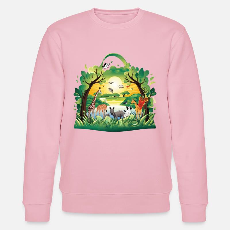 Tierparadies im Dschungelkreis - Stanley/Stella Unisex Bio-Sweatshirt CHANGER  - Hellrosa