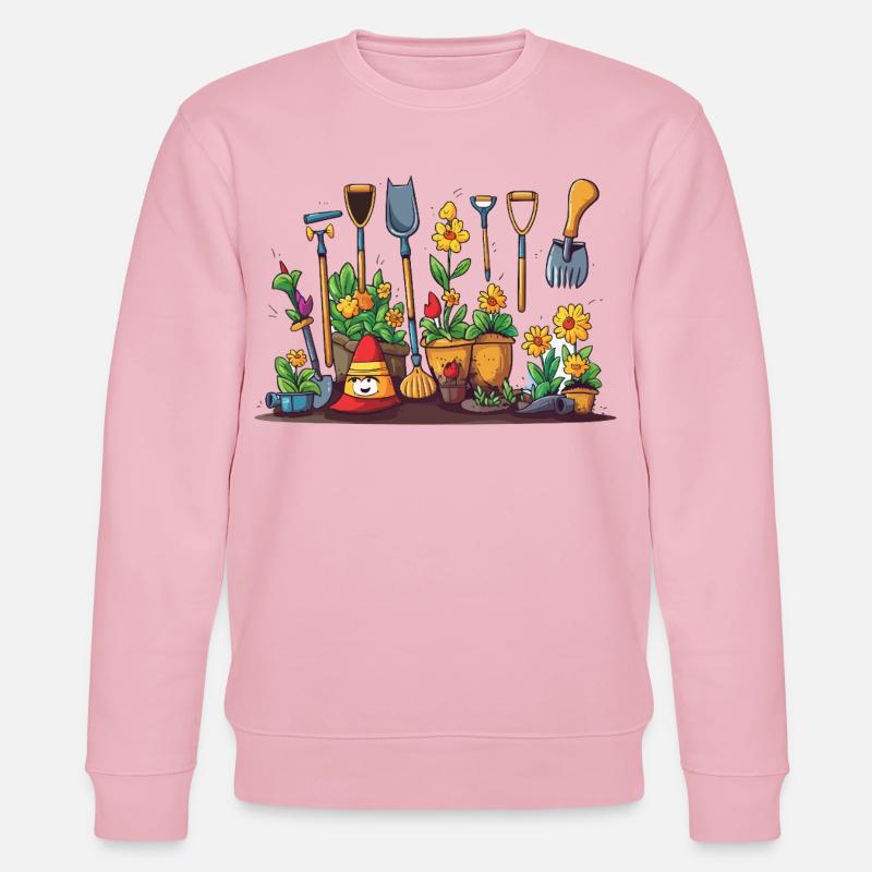Gartenwerkzeug Blüten Szene - Stanley/Stella Unisex Bio-Sweatshirt CHANGER  - Hellrosa