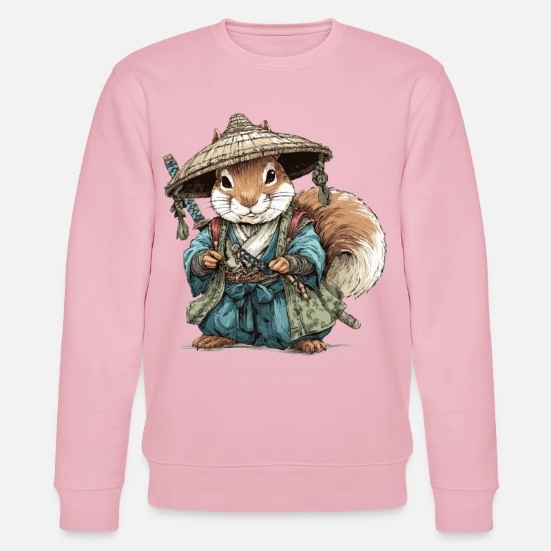 Eichhörnchen-Samurai im blauen Kimono - Stanley/Stella Unisex Bio-Sweatshirt CHANGER  - Hellrosa