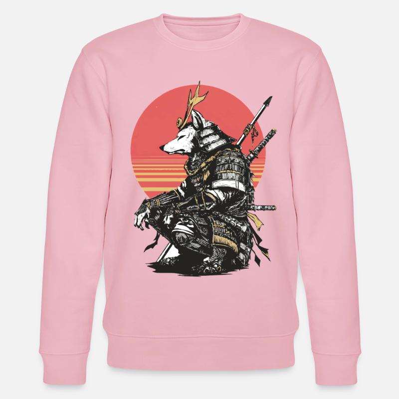 Wolf Samurai in Sunset Armor - Stanley/Stella CHANGER Unisex Organic Sweatshirt - cotton pink