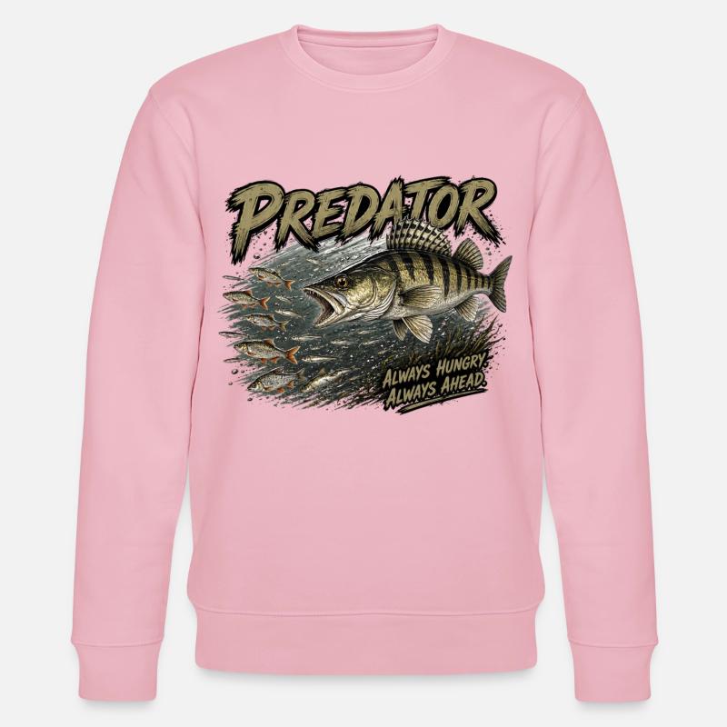 Fressfisch-Zander-Angriffs-Design - Stanley/Stella Unisex Bio-Sweatshirt CHANGER  - Hellrosa