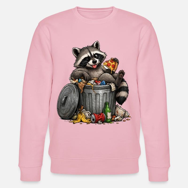 Waschbär mit Pizza Trash - Stanley/Stella Unisex Bio-Sweatshirt CHANGER  - Hellrosa