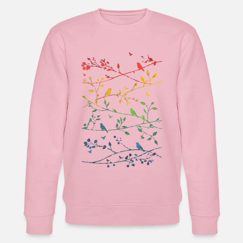 Rainbow branches and birds - Stanley/Stella CHANGER Unisex Organic Sweatshirt - cotton pink