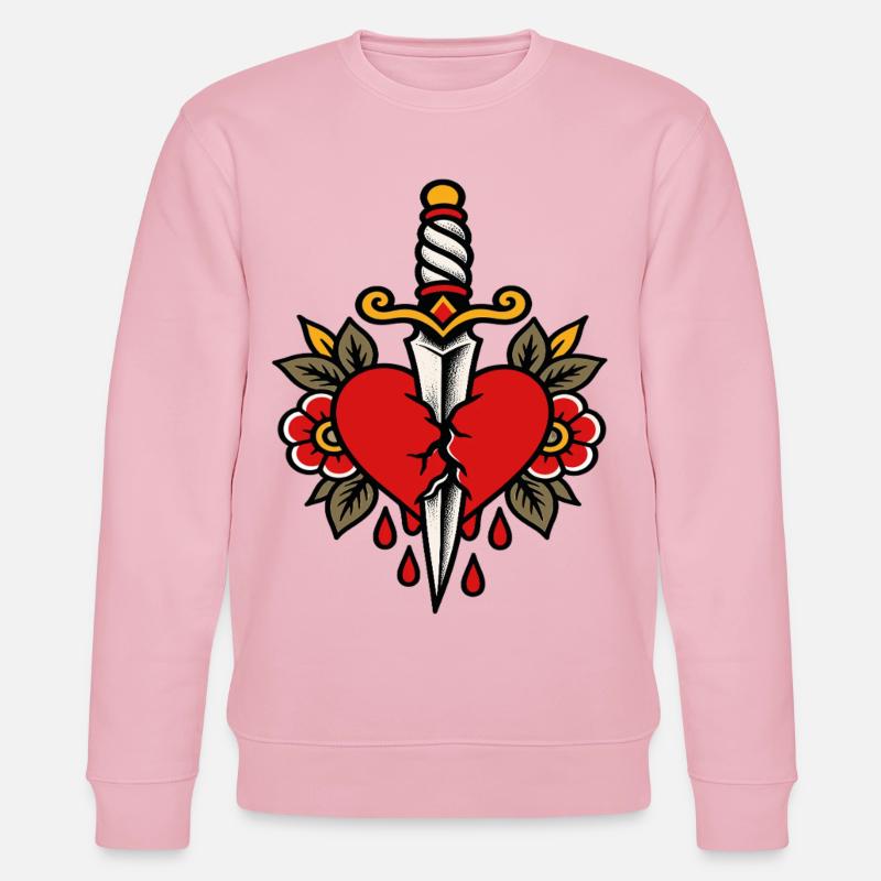 Herz-Pierced Dagger-Tattoo-Stil - Stanley/Stella Unisex Bio-Sweatshirt CHANGER  - Hellrosa