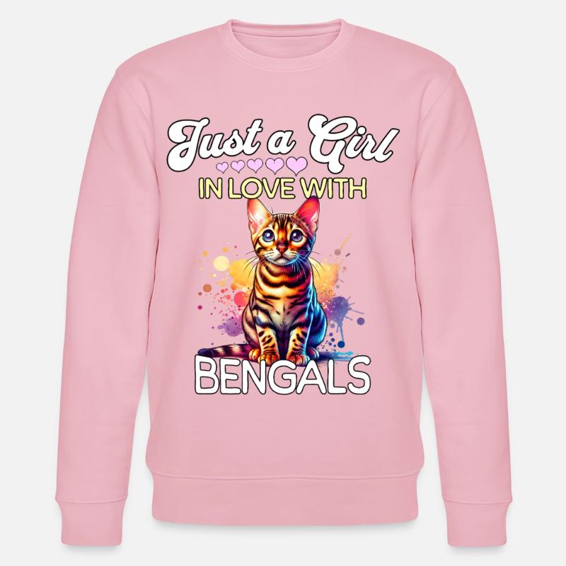 Bengalkatze Mädchen - Stanley/Stella Unisex Bio-Sweatshirt CHANGER  - Hellrosa