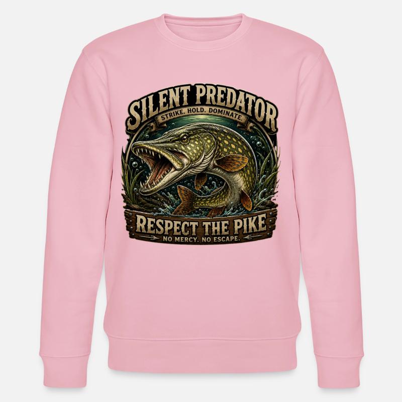 Silent Predator – Aggressives Hechtfang-Design - Stanley/Stella Unisex Bio-Sweatshirt CHANGER  - Hellrosa