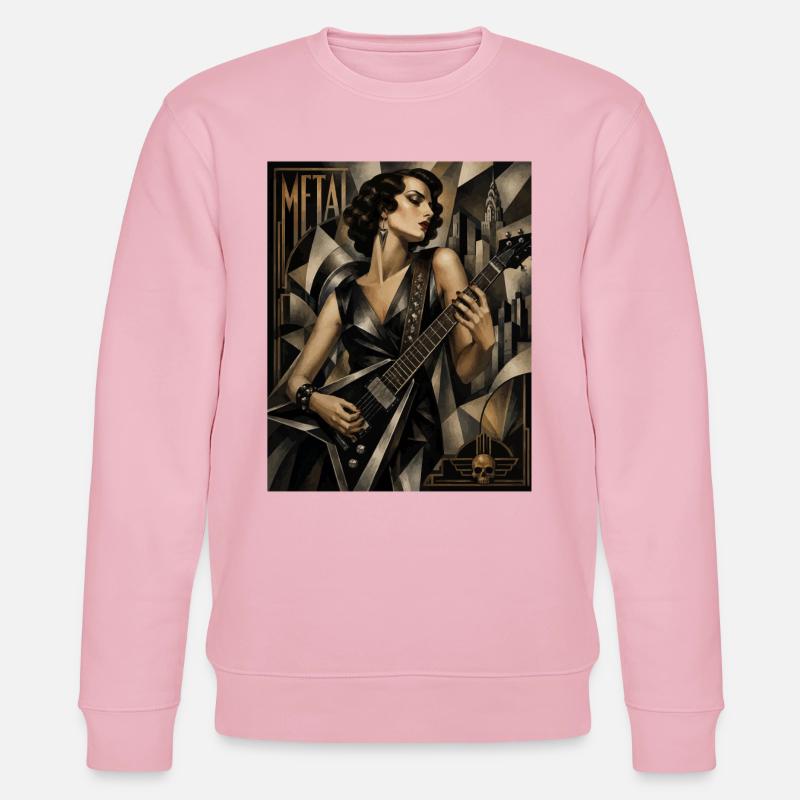 Gothic Gitarrenheldin Deco Stil - Stanley/Stella Unisex Bio-Sweatshirt CHANGER - Hellrosa