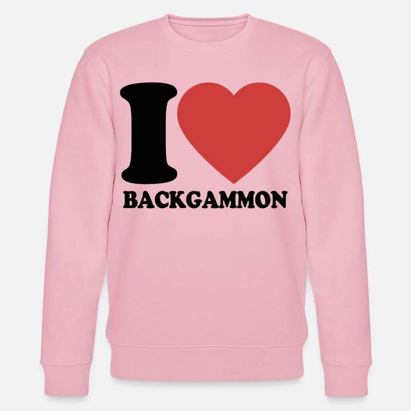 I love Backgammon | Brettspiel | Geschenk - Stanley/Stella Unisex Bio-Sweatshirt CHANGER  - Hellrosa