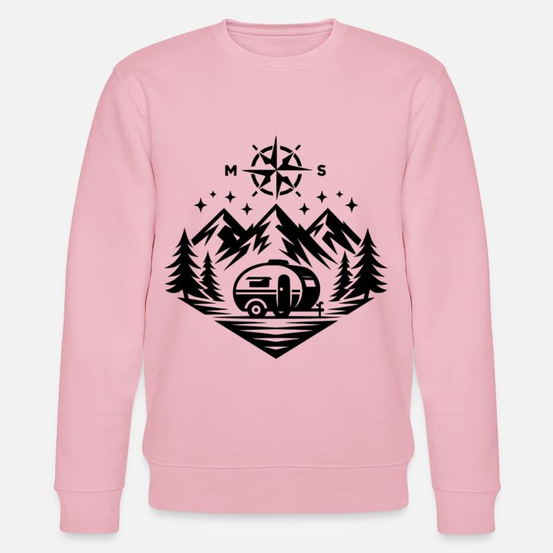Camping Compass Mountains - Stanley/Stella CHANGER Unisex Organic Sweatshirt - cotton pink