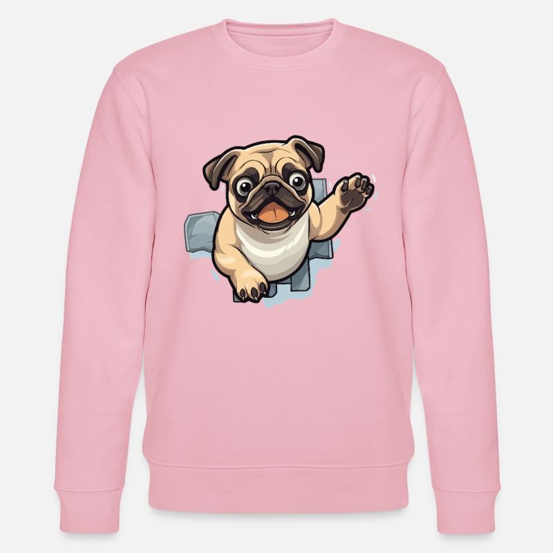 Pug Durchbruch aus Eis - Stanley/Stella Unisex Bio-Sweatshirt CHANGER  - Hellrosa