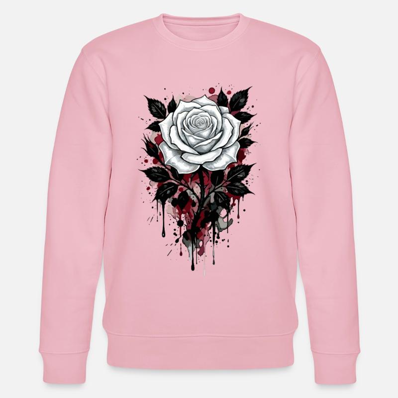 Rose, Rose Blanche, Rose et Fleurs - Sweat bio CHANGER Stanley/Stella Unisexe - rose pâle