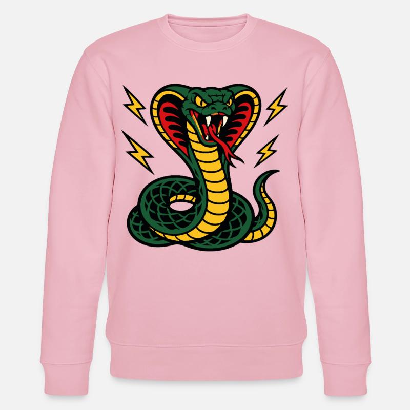 Wilde Kobra mit Tattoo-ähnlichen Blitzen - Stanley/Stella Unisex Bio-Sweatshirt CHANGER  - Hellrosa
